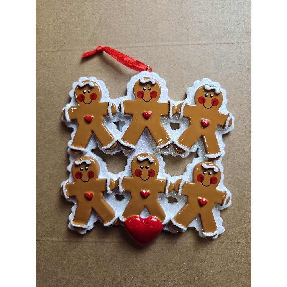 Personalized  Gingerbread Christmas Ornament Family Of Six or 6 Kids Family Of 6